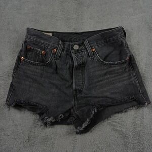 Levis 501 Shorts Womens 25 Black Denim Premium‎ Pockets Casual Modern